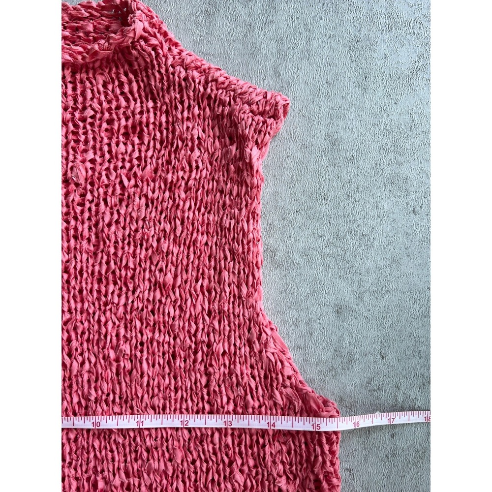 Vintage Mary Jane Marcasiano Silk Ribbon‎ Knit Tank Top Small Pink Mock 90s Y2K - Picture 5 of 7